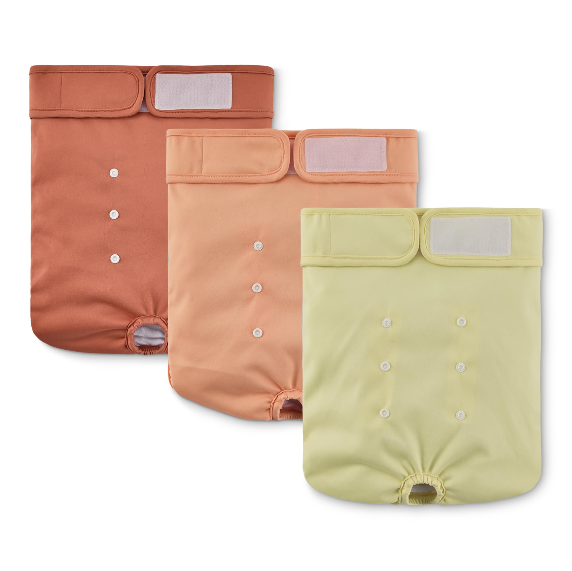 Photo 1 of Amazon Basics Washable Dog Diapers, Highly Absorbent, Female, XL Size, 3 Pack, 25.3“ x 27.4” x 0.25“, Colors- Cinnamon, Peach, Pale Olive