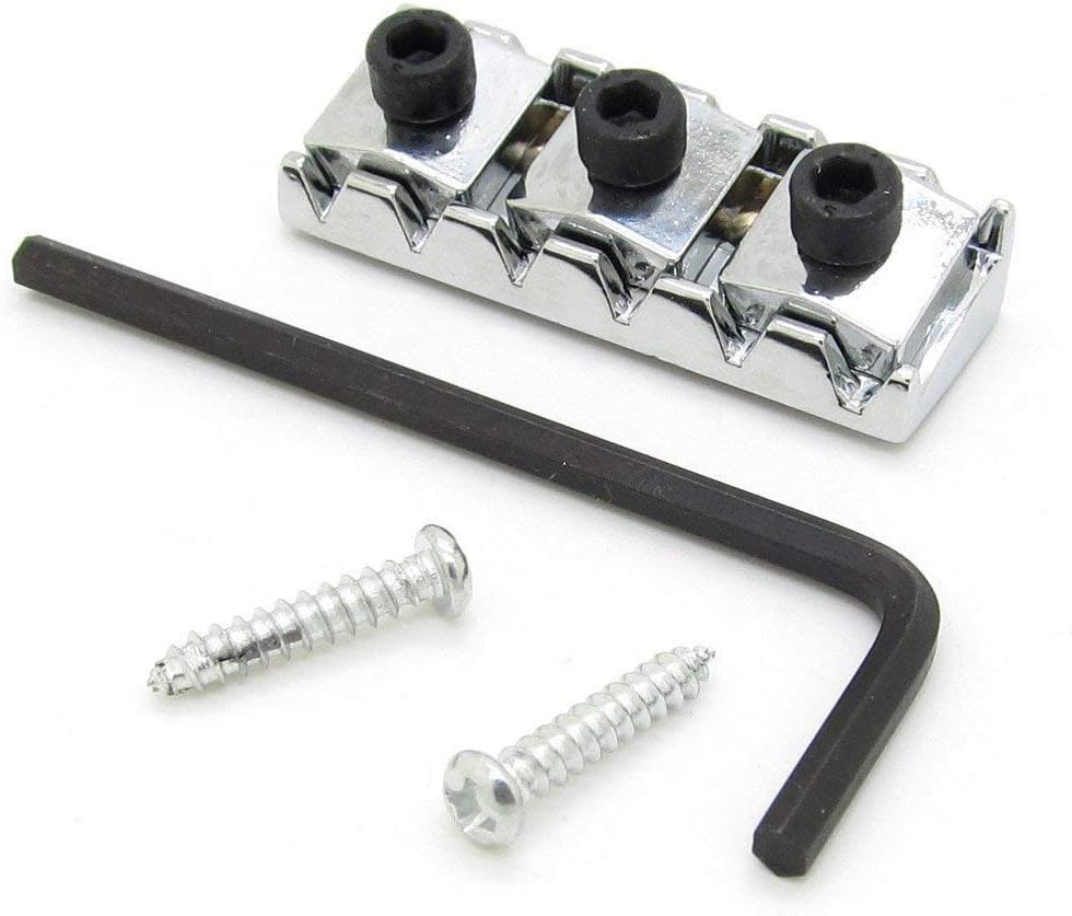 Pxyelec 1X Chrome 42mm Electric Guitar Locking Nut for Floyd Rose Tremolo Bridge, silver