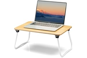 ZEAPTAC Laptop Bed Desk, Foldable Lap Desk, Portable Laptop Stand, Lightweight & Mini Table for Breakfast/Picnic/Drawing/Couch/Floor - Wood
