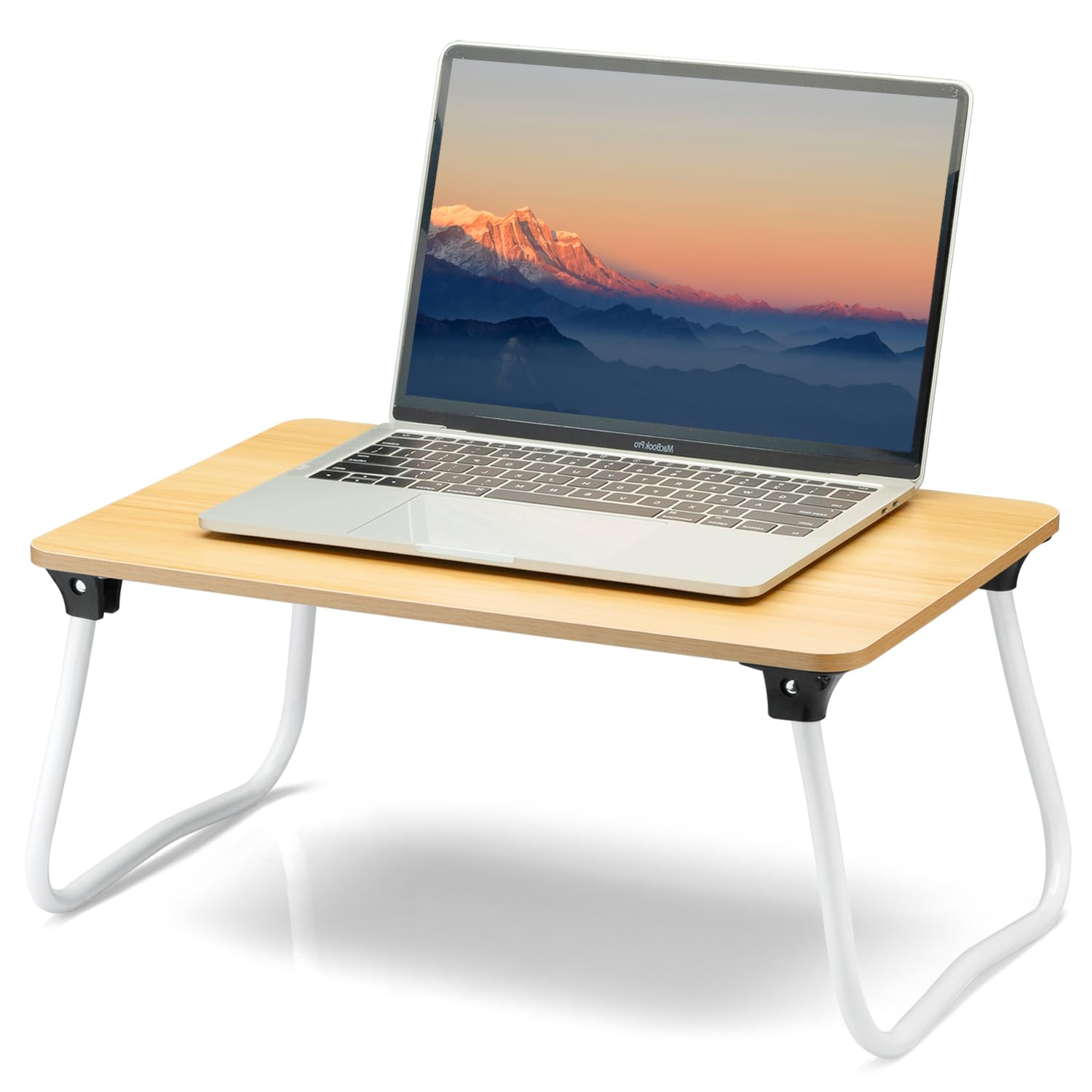 Photo 1 of ZEAPTAC Laptop Bed Desk, Foldable Lap Desk, Portable Laptop Stand, Lightweight & Mini Table for Breakfast/Picnic/Drawing/Couch/Floor - Wood