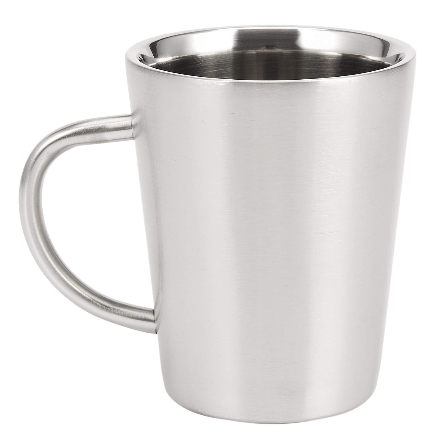 Dojimayisc 340 Ml Stainless Steel Copper Plated Coffee Cup Double Layers 304 High Temperature Resistance Milk Tea Mug Silver