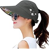 YEKEYI Sun Hats Women Summer Hat Outdoor UV Protection Wide Large Brim Cap Beach Visor Caps Foldable (Nave)