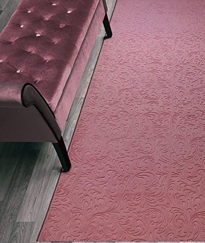 Custom Size Hallway Runner Rug Non-Slip (Slip Resistant) Rubber Back, Anti-Bacterial, 31 Inch Wide x Your Choice of Length Size 11 Color Options, Diamond Collection, Light Rose, 31 inch X 8 feet