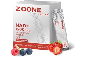 ROYALEE Zoone NAD Supplement 1200mg Synergistic Blend with Nicotinamide Riboside, PQQ & Resveratrol - Premium Anti-Aging Supplement for Cellular Energy, Mental Clarity and Longevity (30 Packets) 1