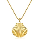 WOWORAMA Gold Necklace for Women Boho Spiral Conch Shell Necklace Starfish Necklace Vintage Ocean Sea Shell Choker Pendant Necklace Adjustable Summer Beach Jewelry