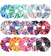 Tie Dye Velvet Scrunchies for Hair, Funtopia 15 Pcs Velvet Hair Scrunchies in Gradient Color, Sof...