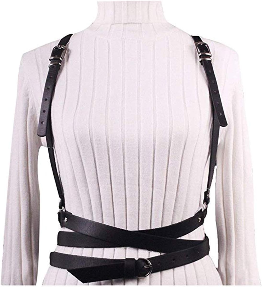 Women's Punk Leather Body Waist Belt Adjustable Strap Shoulder Strap Halloween Club Clothing Bra Underwear Top