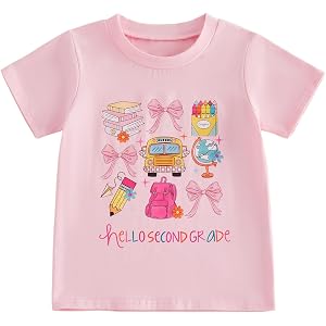 Back to School Outfits for Girls Preschool to 5th Grade Graphic Shirt First Day of School Kindergarten Tee Top