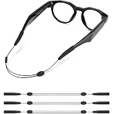 TBATAIL Glasses Strap for Oakley Meta HSTN &ndash;Adjustable Sunglasses Straps for Men Women kids-No Tail Eye Glasses Holder with Steel Wire Cable Eyewear Retainer, String Lanyard (3pcs 14in Black)