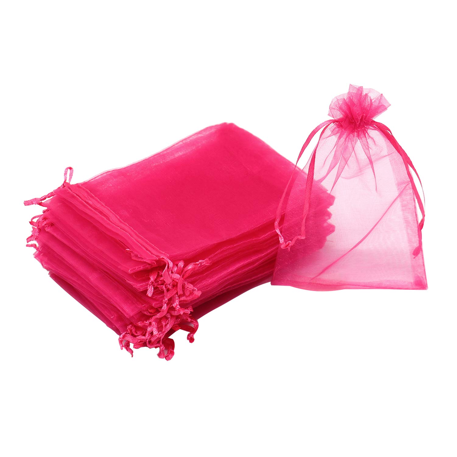 Dealglad 100pcs Drawstring Organza Jewelry Candy Pouch Party Wedding Favor Gift Bags (Rose, 8x12")