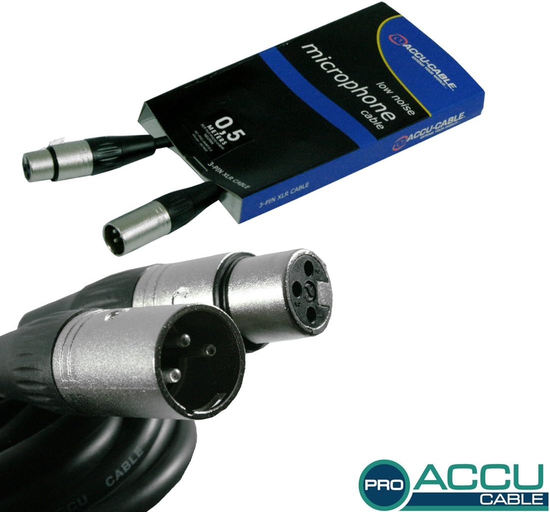 Accu Cable 0.5m 3 Pin XLR Microphone Cable
