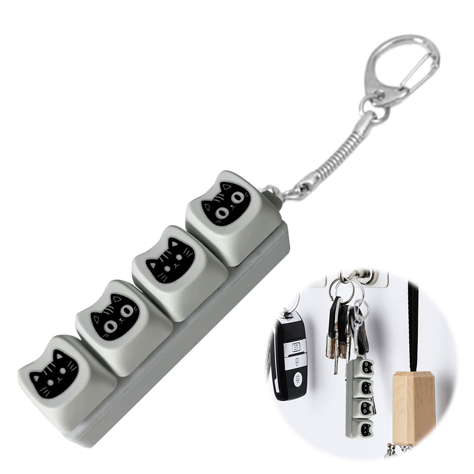 Keyboard Fidget Toy 4 Button Fidget Keyboard Clicker with 4 Cat Expression Portable Fidget Keyboard for Office Portable Stress Relief Keyring Funny Finger Keyboard Keychain Relief Stress