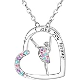 I Lover You Forever Dance Necklace for Girls Womens Crystal Pendant Necklaces Gifts Jewelry Gifts for Girls Daughter Granddaughter Niece Birthday Gift for Dance Lovers Christmas Graduation Gift over 3 years old