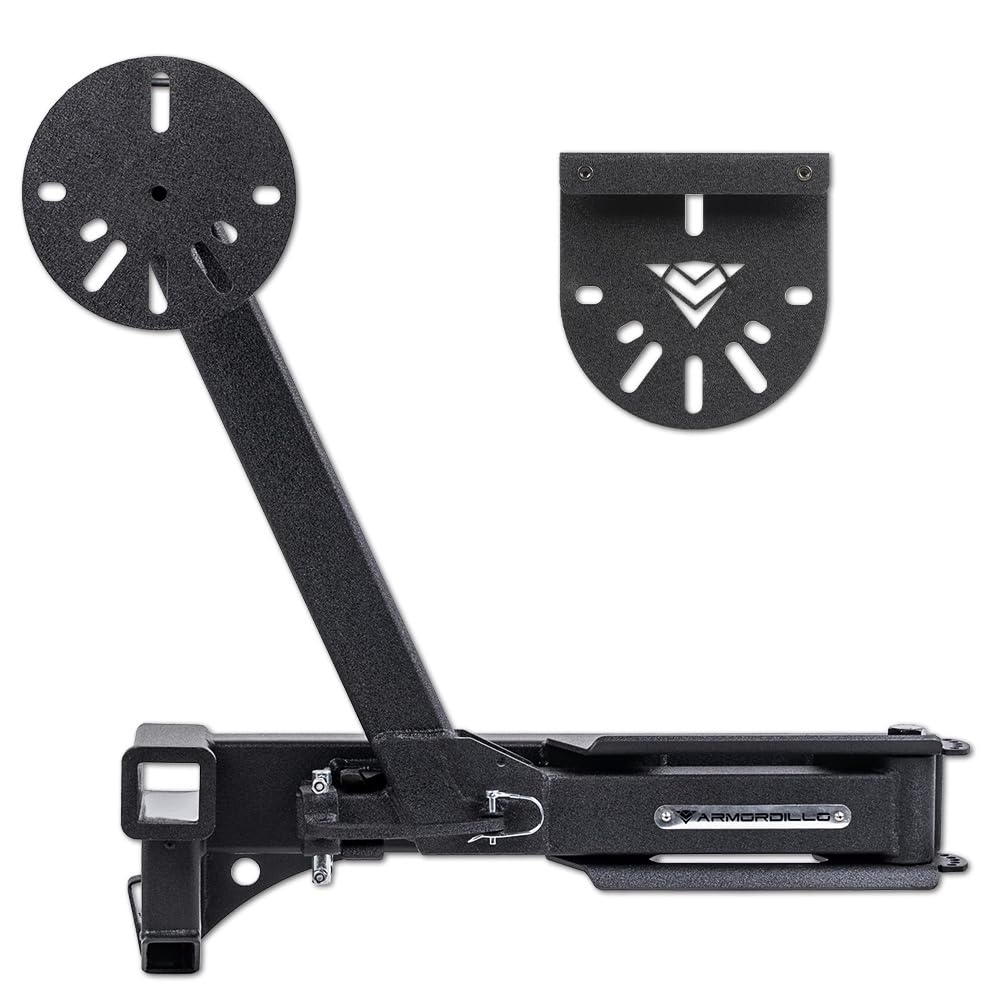Photo 1 of Armordillo Hitch Mount Swing Out Spare Tire Carrier Up to 35"|Compatible with Trailer Hitch 2" Receiver|8735527|Steel|Universal|Texture Black