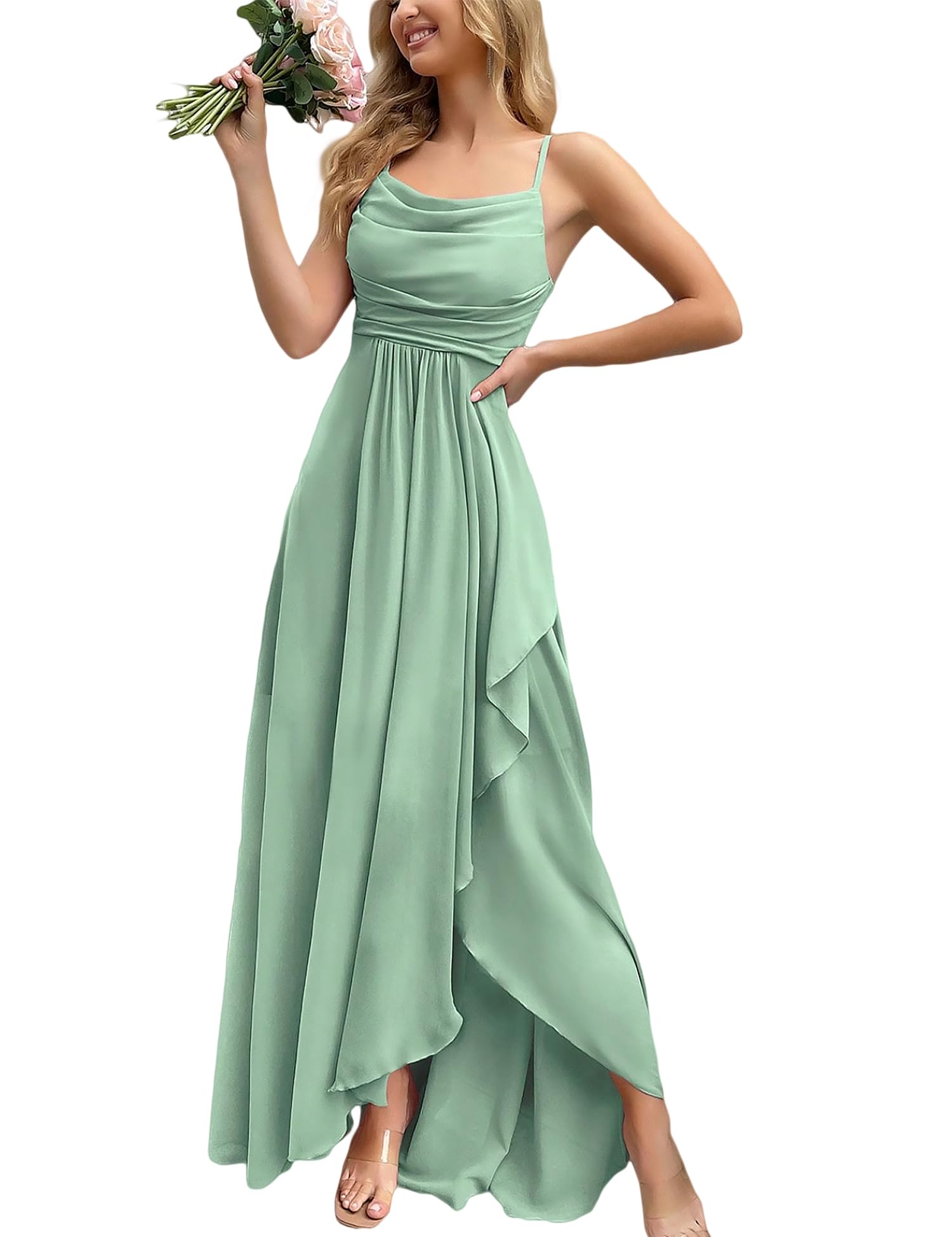 View 1 of ********STAINED*******
VOUIAO Women's 2026 Spring Formal Evening Gown Elegant Long Prom Dress Wedding Guest Party Cocktail Bridesmaid Maxi Dress Light Green L