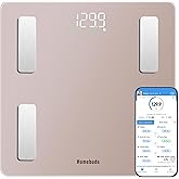 Homebuds Smart Bathroom Scale for Body Weight, High Precision Assured by Weight Scale Professional Factory Since 2001, App Sync 13 Body Composition with BMI and Body Fat, 400lb in 0.1lb, Rose Gold