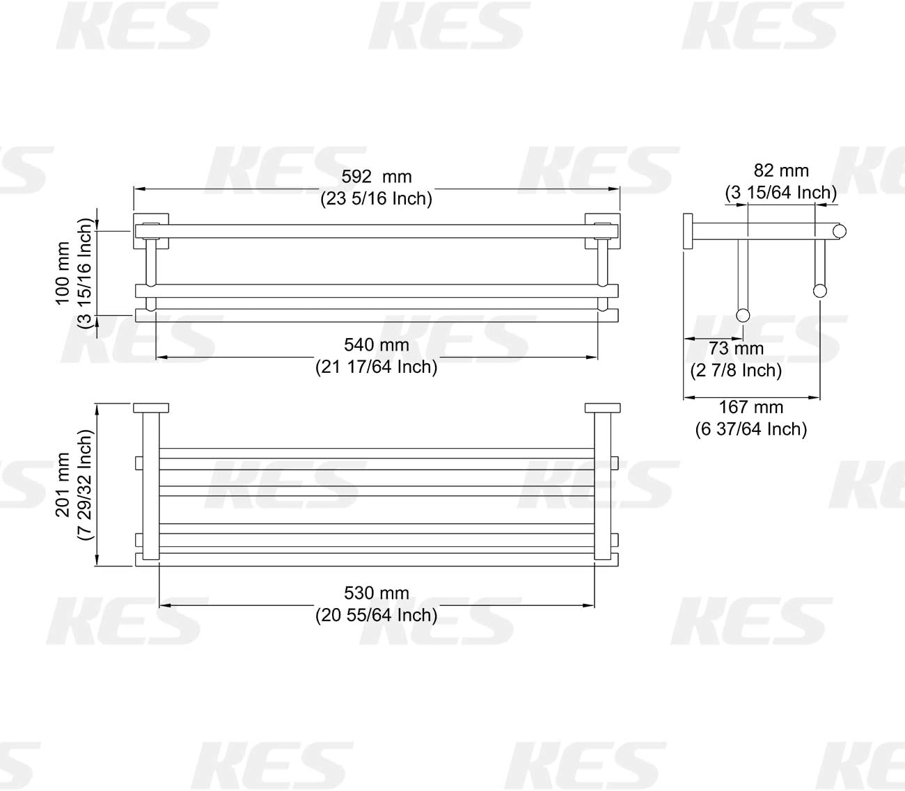 KES Bathroom Hotel Bath Towel Rack with Double Towel Bar 23.3-Inch Wall Mount Shelf Rustproof Stainless Steel Modern Brushed Finish, A2112S60-2: Home & Kitchen