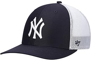 '47 Brand NY New York Yankees Trucker Snapback Cap, Adjustable Hat Navy Blue, One Size