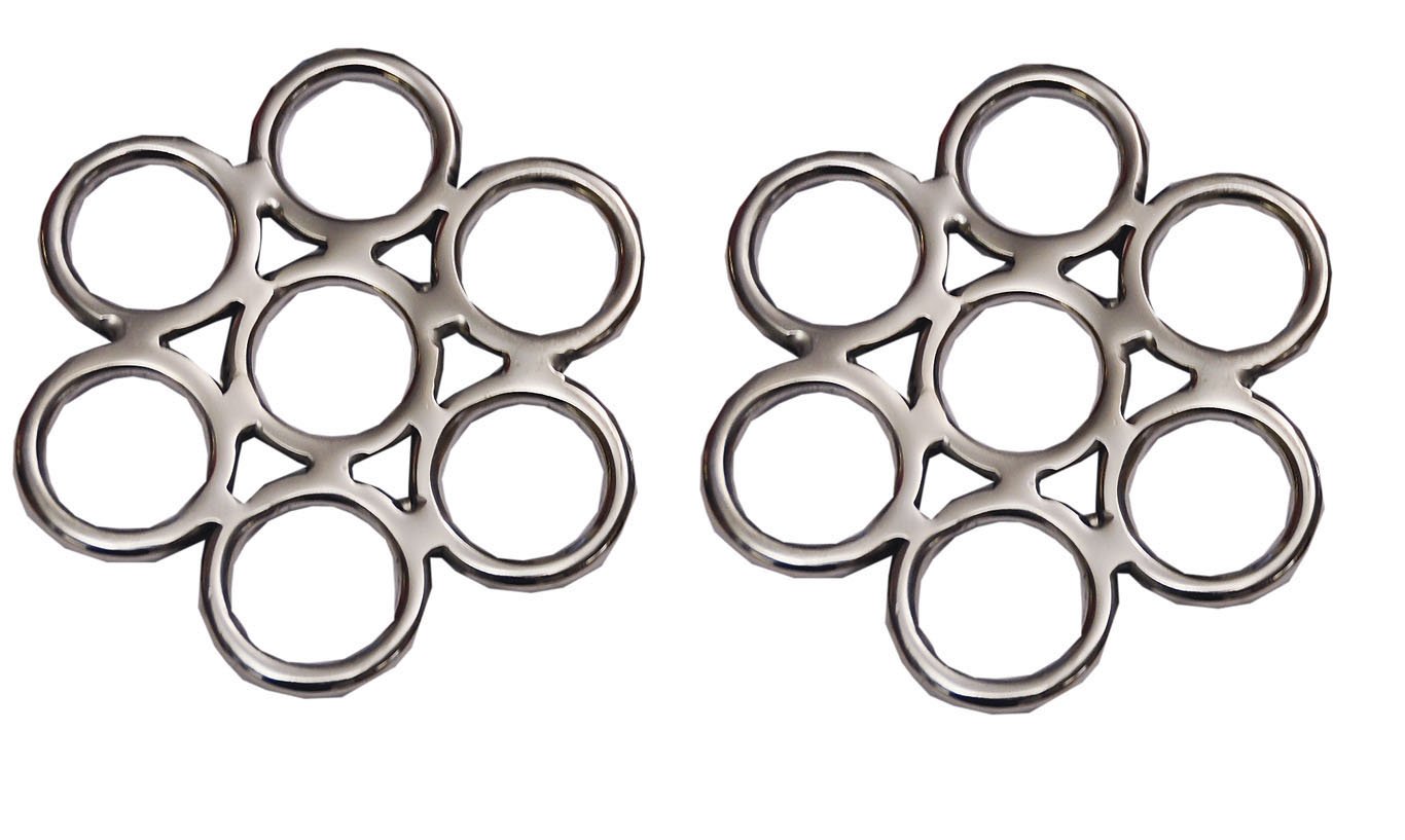 AMKA Flower lucky wheel, stainless steel, for Hackamore bitless riding, 1 pair