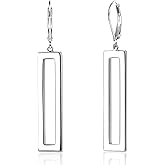 ALEXCRAFT 925 Sterling Silver Dangle Earrings for Women Trendy Geometric Dangle Earrings 14K Gold Plated Hypoallergenic Leverback Bar Drop Earring Fashion for Jewelry Gifts