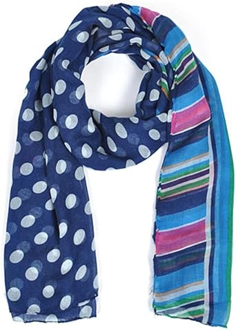 Navy polka dot scarf womens Clearance