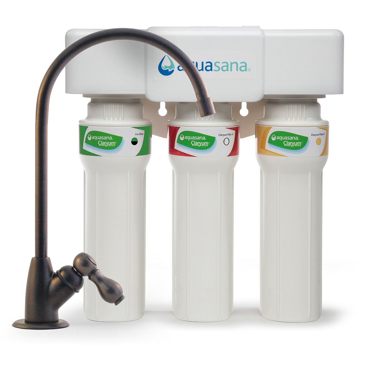 Aquasana 3-Stage Max Flow Claryum Under Sink Water Filter System - Kitchen Counter Claryum Filtration - Filters 99% Of Chlorine - Oil-Rubbed Bronze Faucet - ‎AQ-5300+.62