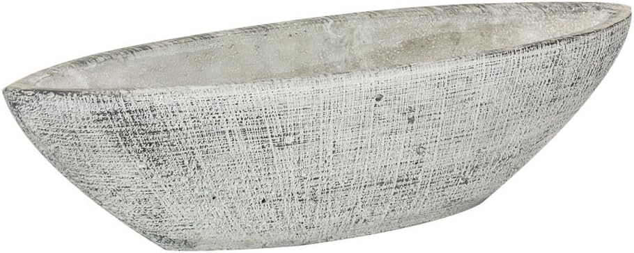 Etno concrete look oblong ceramic bowl 37 cm boat shape