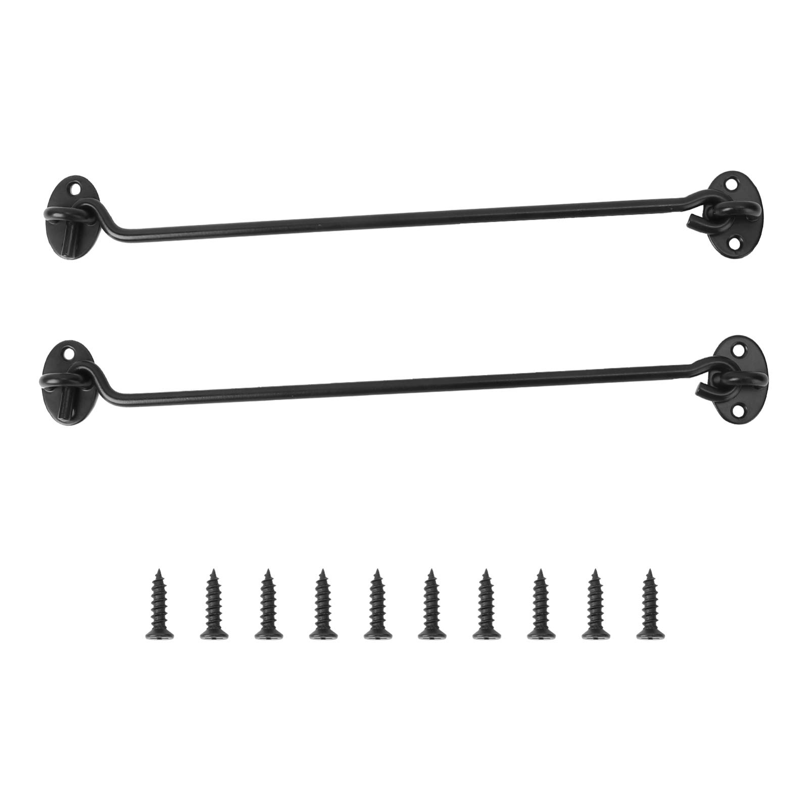 YARNOW 2Pcs Barn Door Lock, 12 Inch Stainless Steel Cabin Hook Eye Latch Gate Door Swivel Window, Heavy Duty Solid Thicken Gate Latch Lock with Mounting Screws