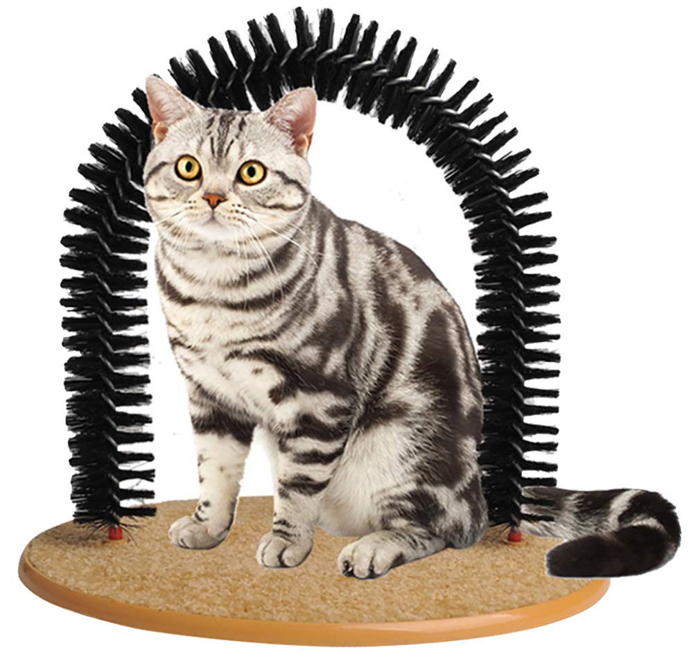 Morezi Soft Pet Cat Self Grooming Comb Brush Kitties Cat Arch Self Massage Brush Hair Trimming Brush Cat Scratcher Pet Toy - Wood Base