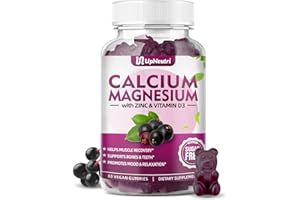 UPNEUTRI Calcium Magnesium Zinc with Vitamin D3 Supplement, Sugar Free Calcium Gummies for Women Men, High Absorption Zinc Gummies for Bone & Muscle & Immune Health, Vegan Elderberry Flavor - 60 Count