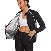 SEXYWG Sauna Jacket for Women Workout Sauna Suit Sweat Long Sleeve Shirt Gym Tops Zipper Body Shaper