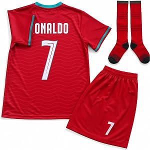 ORGBRAIN Goat of Soccer No #7 Kids Football Soccer Jersey/Shorts/Socks Kit Youth Sizes-
