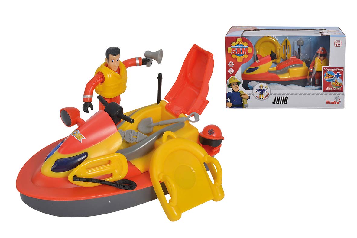 Simba - Fireman Sam – Ocean Jet Ski Juno Floating – Rescue Accessories + 1 Figurine Included – 109251048002N