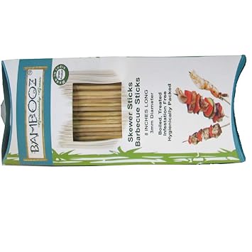 BAMBOOOZ Bamboo Skewer Stick 8 INCH- 100 nos