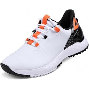 PGM Men's Waterproof Golf Shoes, Spiked Golf Shoes with TPU Upper, Anti-Slip