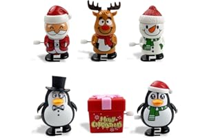 Pinkiwine 6 Pack Christmas Wind up Toys for Kids Boys Girls Toddlers Christmas Stocking Stuffers Party Favors Gifts