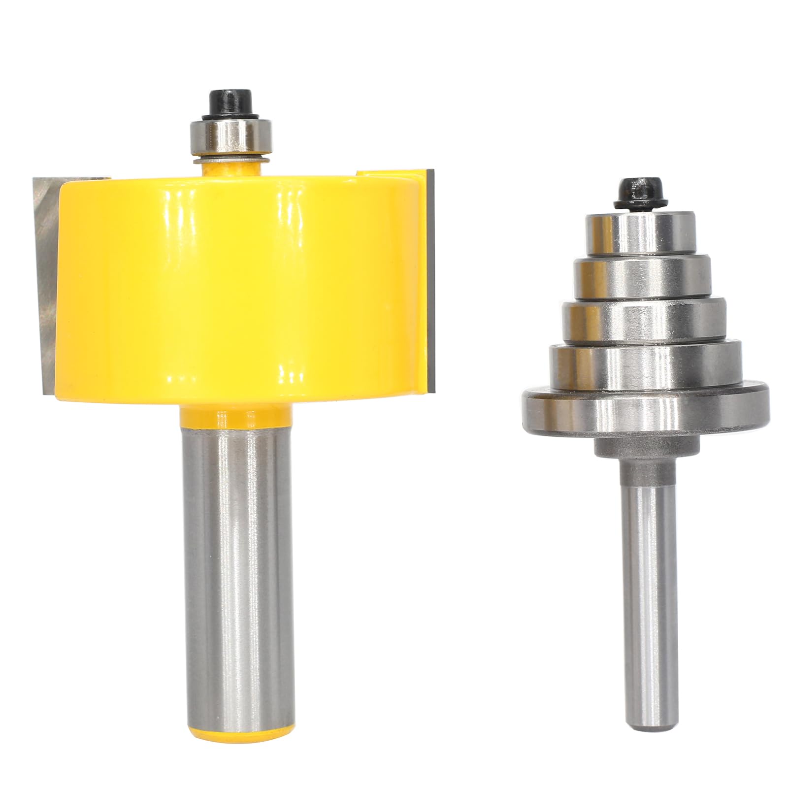 Photo 1 of AKYLIN Rabbet Router Bits Set with 6 Interchangeable Bearings,Cutting Height 1",Slot Cutting Depth 3/4", 11/16", 5/8", 9/16", 1/2",3/8" for Cutting Rabbet T Slots