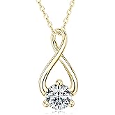 DYUNQ Moissanite Infinity Necklace, 925 Sterling Silver Pendant Necklace for Women, Anniversary Jewelry Gifts for Wife Girlfriend, Adjustable 18-20 inch