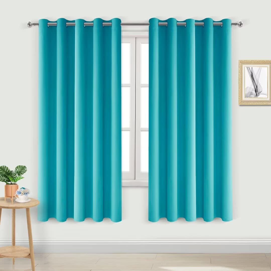 DWCN Blackout Curtains for Bedroom - Thermal Insulated Light Blocking Eyelet Window Curtains for Living Room 66 x 54 inch Length, Turquoise, 2 Panels — image 1