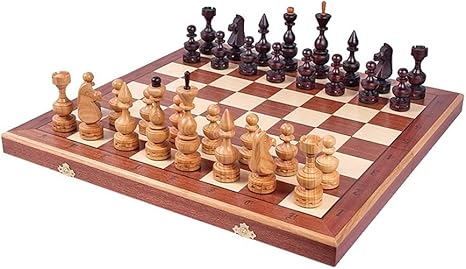 Amazon Co Jp 折りたたみ木製チェスセット 桜の木のチェスの部分 折りたたみ式チェス盤収納ケース 大人の子供のための標準的なボードゲーム 50x50cm ホーム キッチン