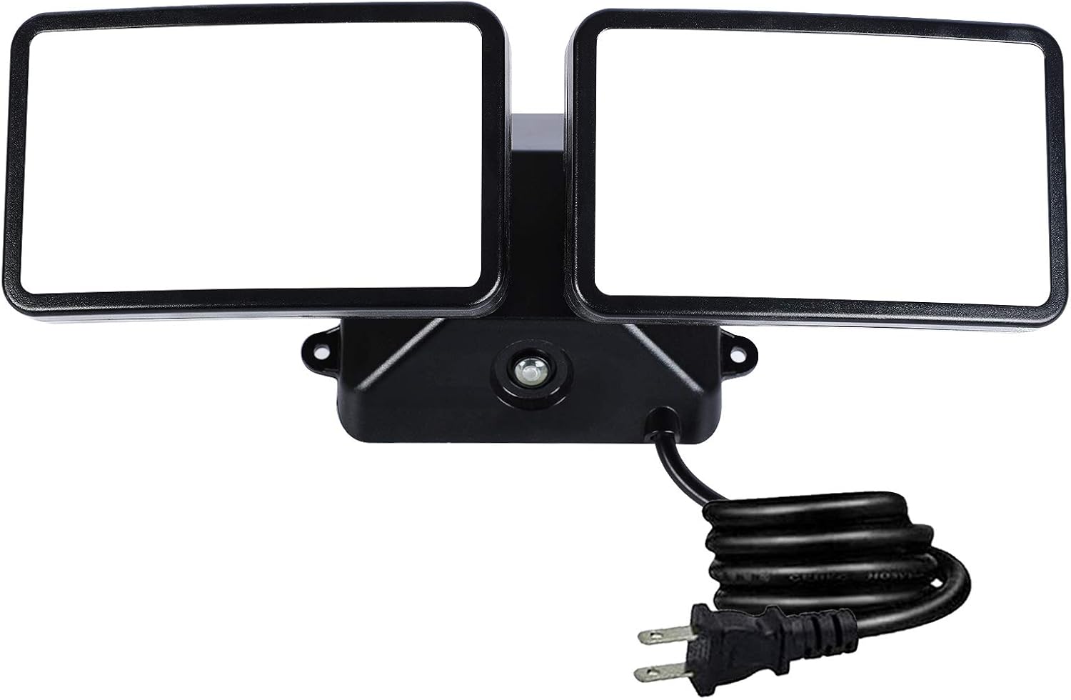 Ganiude 18W Dusk to Dawn LED Security Light, Outdoor Plug in Flood Light with Photocell, Waterproof IP55, 5000K, 1600LM, Adjustable 2 Heads Wall Mount Light for Entryways, Yard and Patio, Black 1pack