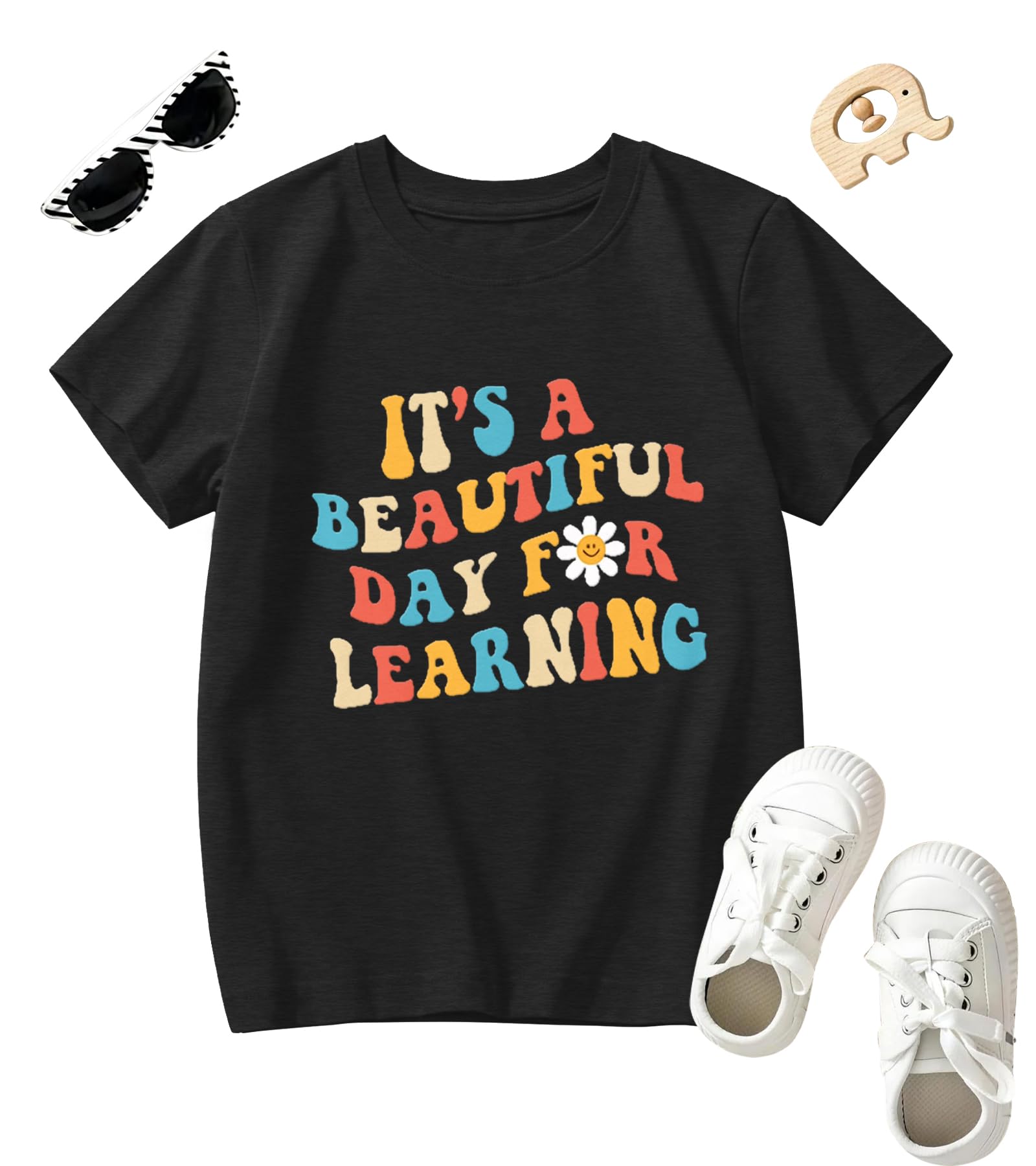 Read Book Shirt Kids-Its A Beautiful Day for Learning Short Sleeve Toddler Reading Tee Tops Boy Book Tshirt for Girl A-Black