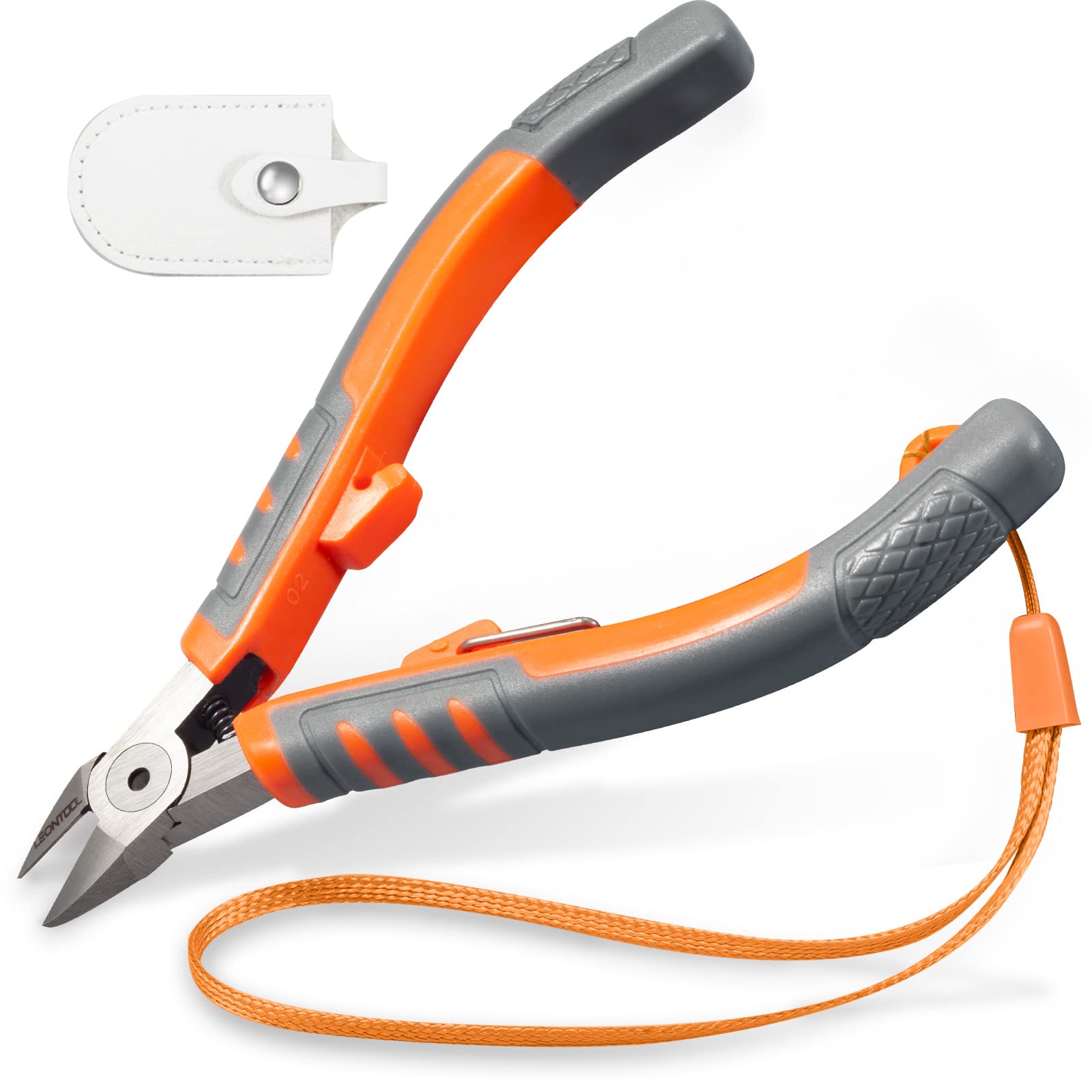LEONTOOL Diagonal Cutting Pliers 5-Inch Wire Cutters Flush Cutter Side Cutters Diagonal Cutters Cutting Pliers with Hand Rope and Protective Cover Wire Snips for Narrow Area Cutting Wires Zip Ties — image 1