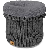 Vogium Unisex Kids Fleece-Lined Ribbed Thermal Knit Neck Warmer Gaiter | Dual Layer Winter Scarf Face Cover for Skiing Hiking