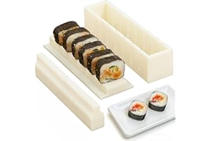 BOROLA Sushi Maker Mold Kit, Easy DIY Onigiri Rice Ball Press, Plastic Sushi Shaper Tool for Home Kitchen Beginners (Square S