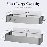 Kitsure 2 Pack Rustproof Shower Caddy Large 2 Shelves Drill-Free Silver view 2