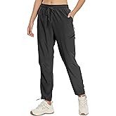 MOURCE Womens Hiking Pants Light Weight Quick Dry Elastic High Waist Cargo Joggers with 4 Zippered Pockets