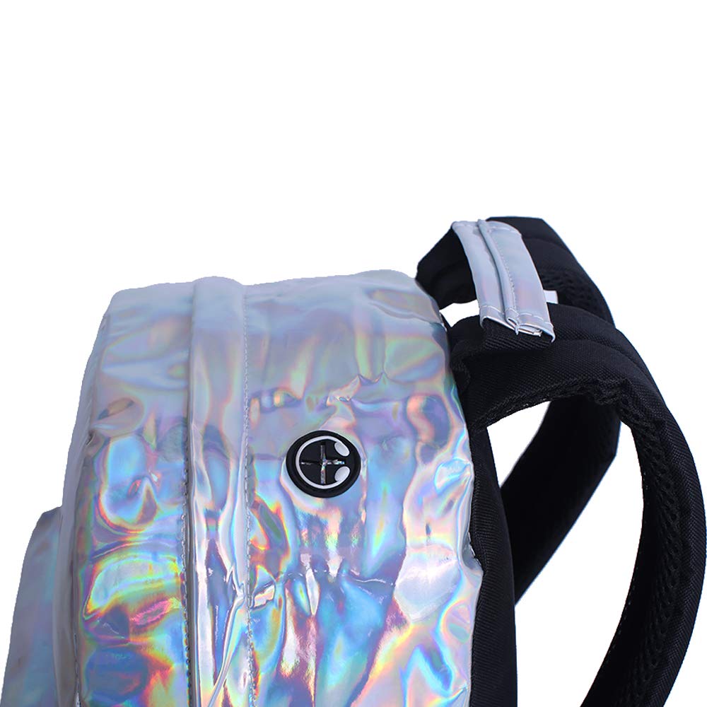 J.CARP Women\'s Backpack, Multipurpose Day Pack, Holographic Silver