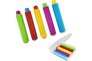 H H&J HUAJIAN HUAJIAN Colorful Plastic Chalk Holders, 5 Pack Blackboard Adjustable Chalk Clip Covers for Teachers Kids School Office Drawing Chalkboard