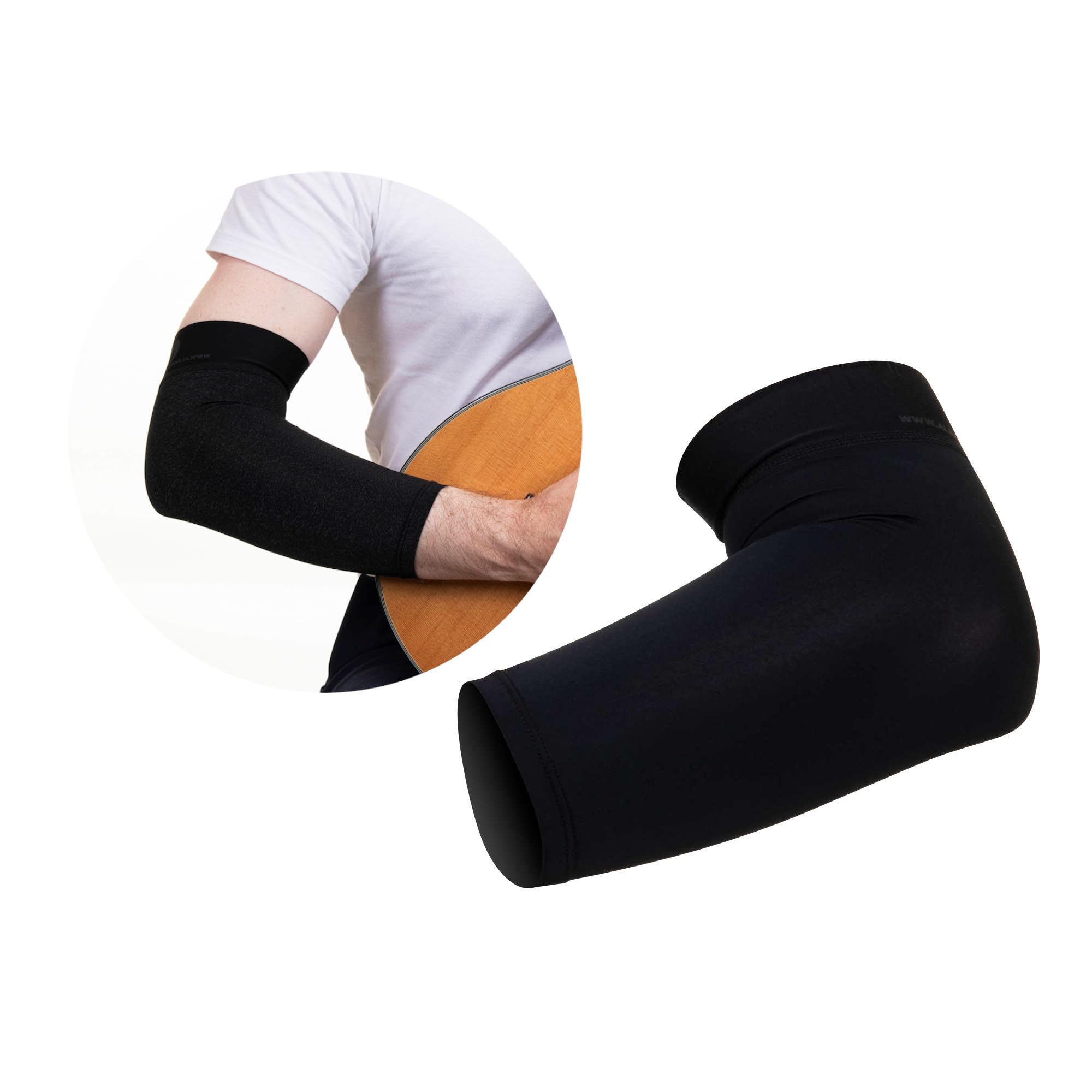 Alba Guitar Beads Black short arm sleeve for guitarists, for Classical, Flamenco, Electric guitar players, Size Small/Medium